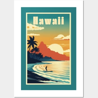 Hawaii Vintage Retro Travel Poster Posters and Art